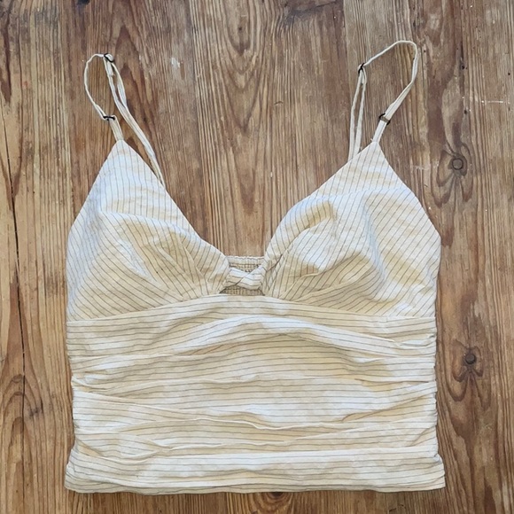 Zara Cut Out Striped Cotton Crop Top with Spaghetti Straps. XS - Picture 5 of 10